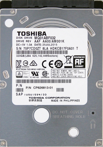 TOSHIBA MQ01ABF032 富士通 P/N CP626813-01 2.5インチ 7mm SATA600 320B 786回 7875時間