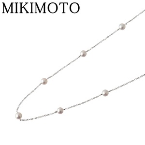 ミキモト パールネックレス ステーション ロング アコヤパール6.2mm～6.4mm 80cm K18WG 新品仕上げ済 MIKIMOTO【20337】