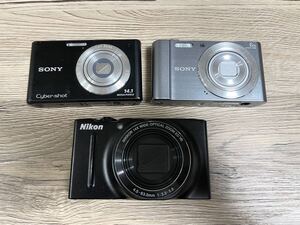 1円出品! コンパクトデジタルカメラ3台まとめ SONY ニコン