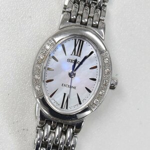 1円 可動品 腕時計 セイコー SEIKO エクセリーヌ V117-0AV0 ソーラー レディース SS ダイヤモンド 同梱不可