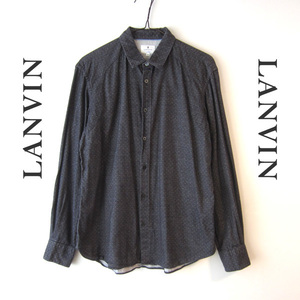 美品　LANVIN／ランバン★　ドット柄　長袖シャツ　グレー