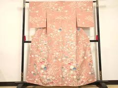 平和屋着物■訪問着　花松文　鬼しぼ縮緬　正絹　逸品　AAAL7526gk