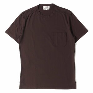 美品 HERMES エルメス Tシャツ サイズ:XS プレーン クルーネック ポケット Tシャツ T-SHIRT A POCHE JERSEY ブラウン イタリア製 ブランド