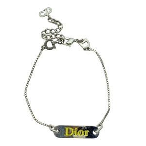 Christian Dior クリスチャンディオール ブレスレット バングル アクセサリー ジュエリー 小物 ロゴプレート メタル シルバー イエロー