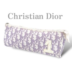 【希少】クリスチャンディオール トロッター 総柄 ミニポーチ PVC パープル ペンケース ポーチ Christian Dior 