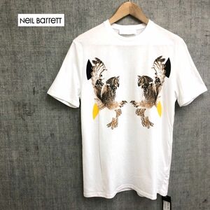 R2110-W-N◆タグ付き未使用◆Neil Barrett ニールバレット 半袖カットソー Tシャツ 動物プリント メンズ◆size:XS ホワイト コットン