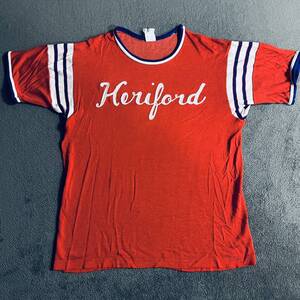 ★ 送料込み USA製 70s Heriford Football Tee レーヨン フットボール Tシャツ ビンテージ ヴィンテージ 古着 ★ 