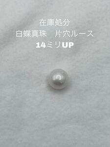 在庫処分　白蝶真珠　片穴ルース　14ミリUP 01 ルース