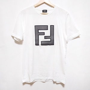 フェンディ FENDI 半袖Tシャツ サイズM - 白×黒 メンズ クルーネック トップス