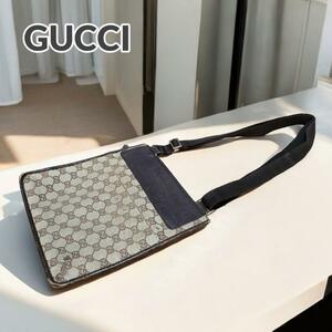 GUCCI グッチ ショルダーバッグ GG柄 キャンバス&レザー ブラウン