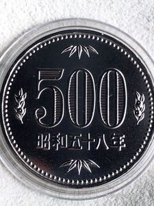 #1982 #昭和57年 #500円 mint セットヨリ 開封品 年 銘 #500円硬貨 美品 v-4.5 保護カプセル 入/予備カプセル 付#viproomtokyo 小傷有り1点