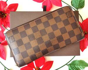 ★美品★LOUIS VUITTON★ルイヴィトン ダミエ ジッピーウォレットラウンドファスナー 長財布★N60015★ブラウン/メンズ/レディース★