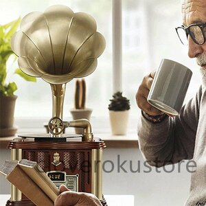 レトロミニ蓄音機 家庭用 レトロミニレコードプレーヤー USプラグ