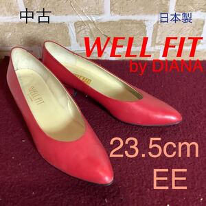 【売り切り!送料無料!】A-291 WELL FIT by DIANA!ヒールパンプス!23.5cm EE!赤!レッド!コーデのポイントに!デート!中古