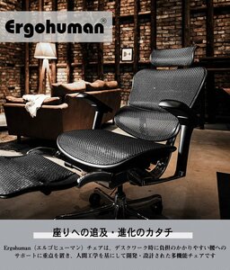 【新品】新型 Ergohuman Pro 2 エルゴヒューマン プロ 2 オットマン ヘッドレスト付 ランバーサポート付 ジャケットハンガー付 店頭引取可