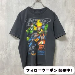 古着 used　DC Comics　JUSTICE LEAGUE　半袖プリントTシャツ　アメコミ　黒　ブラック　ビッグシルエット　オーバーサイズ