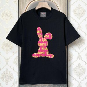 新作EU製＆定価2万◆UABONI*Paris*半袖Tシャツ*ユアボニ*パリ発◆綿100% 通気 薄手 ウサギ柄 可愛い スウェット お出かけ 夏服 XL/50サイズ