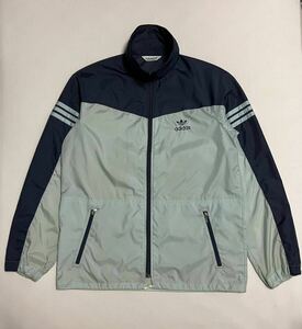 80s OLD adidas NYLON Track Top Jacket オールド　アディダス ナイロン トラックトップ ジャケット L デサント製 紺×水色 ビンテージ 90s