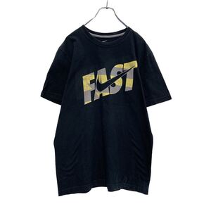 NIKE 半袖 プリント Tシャツ M ブラック グレー イエロー ナイキ ロゴ スポーツ ストリート 古着卸 アメリカ仕入 a506-6254