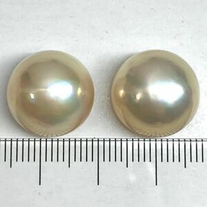 (マベパール2点おまとめ)j 約14.8-15.0mm 21.081ct pearl パール 半円真珠 ジュエリー jewelry 裸石 宝石 DF0 i