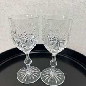 TONO★ ボヘミアグラス　アンティーク品２脚　ペア ワイングラス Baccarat 食器