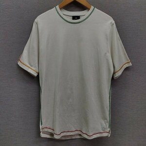 J992 Paul Smith ポールスミス 半袖 Tシャツ M ホワイト クルーネック カラー ステッチワーク アクセント コットン ロゴ パッチ カジュアル