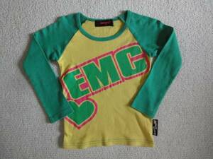 アースマジック　110　緑×黄色長袖Tシャツ　　日本製