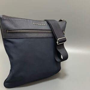 1円 BURBERRY バーバリークロスボディ ショルダーバッグ ボディバッグ ナイロン メンズ ネイビー系 金具 シルバー　正規品本物