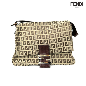 フェンディ FENDI ショルダーバッグ マンマバケット ズッチーノ キャンバス ベージュ