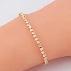 147Bk【オシャレ】テニス　ブレスレット CZ 18K　イエローゴールド