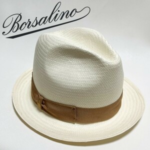 《Borsalino ボルサリーノ》新品 イタリア製 中折れペーパーハット サマーハット 麦わら帽子 ショートブリム M(58)S0293