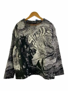 WANNA◆ニット・セーター(厚手)/S/コットン/BLK/W SWELLS TAPESTRY KNIT