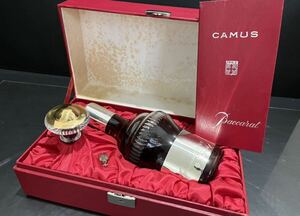 D(326k1) 未開栓/長期保管品 CAMUS カミュ　COGNAC コニャック シルバートップ バカラボトル　デキャンタ ケース付き 箱入 替栓