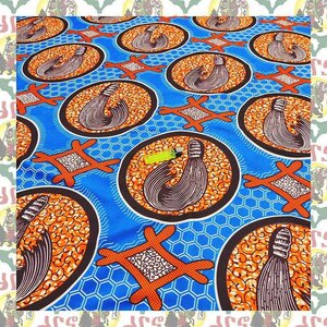 【SALE/90cm x 110cm/1ヤード】アフリカンプリント生地 afrifab-d17 アフリカ布 アフリカ生地 ゴールドプリント アンカラ キテンゲ パーニ