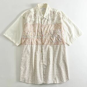 Ef4 COMME des GARCONS コムデギャルソン シャツ 半袖 花柄 トップス ホワイト系 花柄 Mサイズ コットン100% メンズ 紳士服