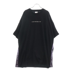 VETEMENTS ヴェトモン Logo Taped Over Size Tee ロゴテーパード オーバーサイズ 半袖カットソー Tシャツ ブラック UA52TR430B