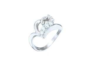 音羽屋■ ハートモチーフ ダイヤモンド/0.303ct Pt900 リング 11.5号 仕上済