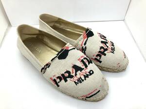 PRADA プラダ★表記サイズ：37 1/2 日本のサイズ：24.5cm～25㎝ エスパドリーユ スリッポン レディース