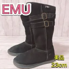H1474 美品　EMU エミュー　23cm 黒　ブラック　ムートン　ベルト