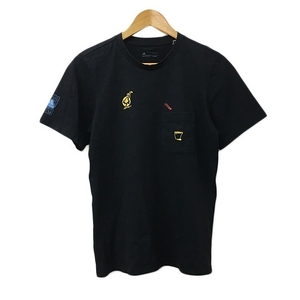 アディダス adidas Tシャツ プルオーバー クルーネック 刺繍 プリント ロゴ 半袖 S 黒 ブラック メンズ