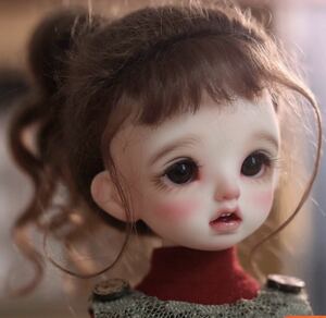 ドール ウィッグ BJD 人形 モヘア　1/6 ポニーテール ブラウン 幼SD