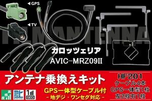 GPS一体型ケーブル & フィルムアンテナ セット カロッツェリア carrozzeria AVIC-MRZ09II 用 HF201 コネクター 地デジ ワンセグ フルセグ