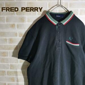 フレッドペリー FRED PERRY ポロシャツ 半袖 リブライン 黒