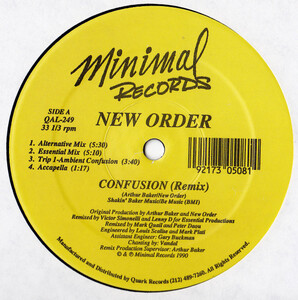 New Order Confusion (Remix) 1990 NU GROOVE周辺のアーティストが集結して制作されたリミックスEP！