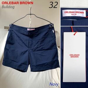 新品 ORLEBAR BROWN オールバーブラウン Bulldog ブルドッグ ミドル丈 スイム ショーツ 32 メンズ 水着 ネイビー 007 ショート パンツ 袋付