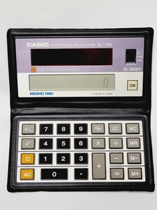 CASIO SL-120 ソーラー電池 折りたたみ電卓　12桁 カシオ 昭和レトロ 動作確認済 