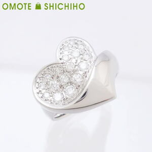 STAR JEWELRY スタージュエリー ハート ダイヤモンド リング K18 WG ホワイトゴールド 12.5号 D:0.50ct 指輪 レディース◆中古A+ランク