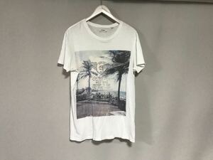 本物ディーゼルDIESELコットンフォトプリント半袖Tシャツメンズサーフアメカジミリタリーゴルフワークビジネススーツ白ホワイトM