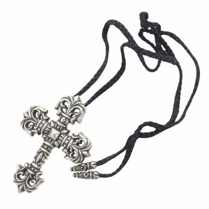 CHROME HEARTS クロムハーツ（原本無） FILIG CROSS-LRG LB ラージ フィリグリー クロス レザーブレイド ネックレス【中古】