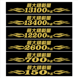 最大積載量ステッカー　金　ピンスト　１８センチ